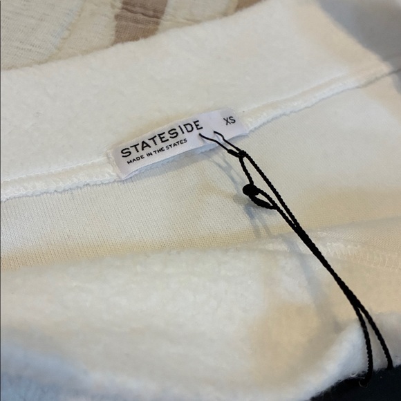 Stateside Polar Fleece Off the Shoulder Sweatshirt white super soft xs oversized - Picture 2 of 8